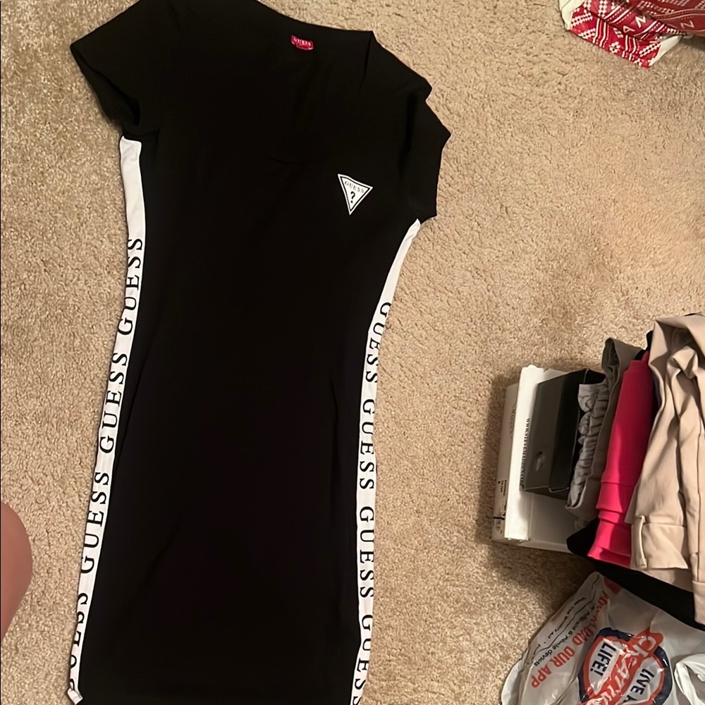Guess Black and White Bodycon Mini Dress